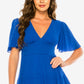 Vestido com babados e decote em V B Darlin Junior, azul, tamanho 0
