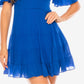 Vestido com babados e decote em V B Darlin Junior, azul, tamanho 0
