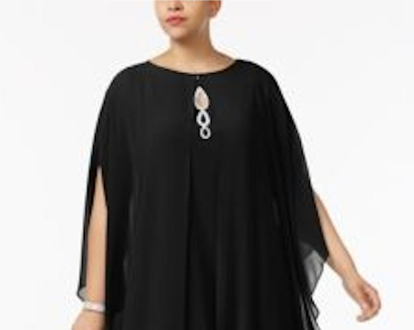 Blusa de noite transparente feminina SL Fashions, preta, tamanho 16W