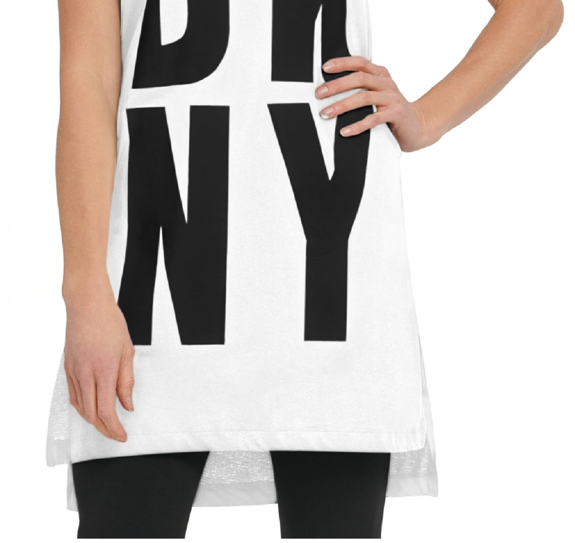 Túnica feminina DKNY com estampa gráfica explodida, branca, tamanho pequeno