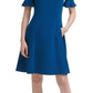 Vestido feminino DKNY com babados e ajuste flare, azul, tamanho 12