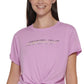 Camiseta feminina DKNY de algodão com nó e logotipo, roxa, tamanho extragrande