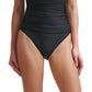 Maiô feminino DKNY com franzidos laterais e malha, preto