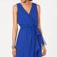 Vestido longo feminino SL Fashions com sobrepeliz alto e baixo, azul, tamanho 6