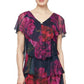 Vestido feminino SL Fashions com babados, decote canoa e mangas florais, comprimento até o joelho, rosa, tamanho 6, pequeno