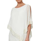 Vestido tubinho assimétrico com acabamento em folha de alumínio SL Fashions, tamanho 6, branco