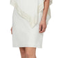 Vestido tubinho assimétrico com acabamento em folha de alumínio SL Fashions, tamanho 6, branco