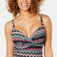 Top tankini com aro e estampa push-up feminino Island Escape, preto, tamanho 10