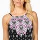 Island Escape Feminino White Sands Cali Estampado Tankini Top Maiô Preto