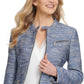 Jaqueta de tweed feminina com zíper DKNY azul tamanho 14