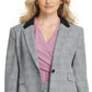 Terno xadrez feminino DKNY para usar no trabalho, jaqueta cinza, tamanho 2, pequena