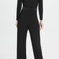Macacão feminino DKNY com decote canoa e manga comprida, preto, tamanho 4