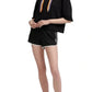 Moletom com capuz curto feminino DKNY Rainbow String, preto, tamanho médio