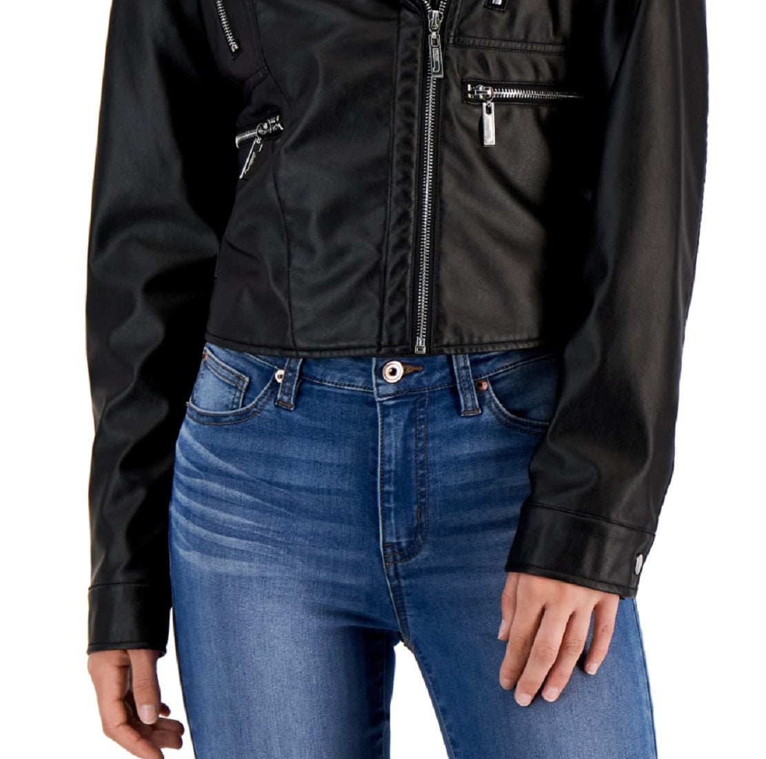 Jaqueta de couro sintético Jou Jou Junior's Moto, preta, tamanho extragrande