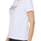 Camiseta feminina DKNY com logo gráfico e glitter, branca, tamanho pequeno