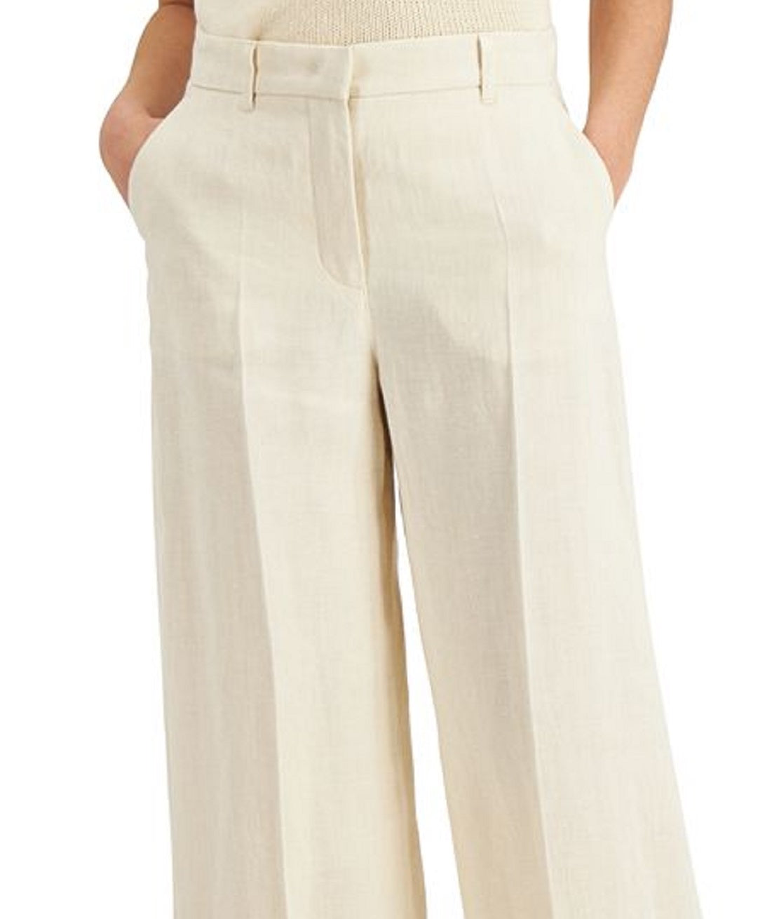 Calça feminina Weekend Max Mara Andreis Linen Wide Leg Marrom Tamanho 14