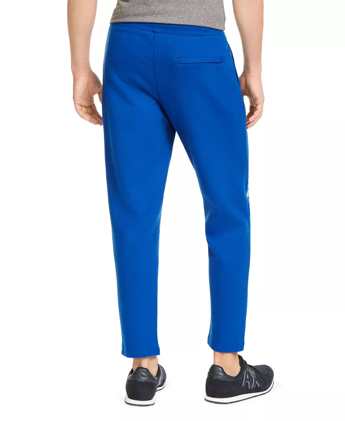 Calça de moletom masculina AX Armani Exchange com ajuste reto e pregas e estampa de logotipo, azul, tamanho extragrande