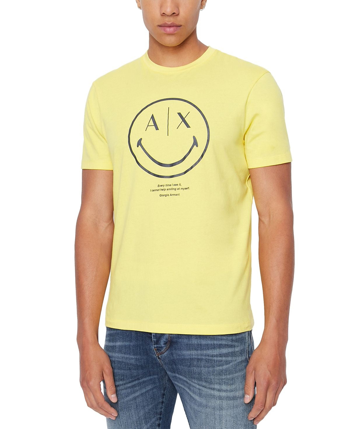 Camiseta Masculina Exclusiva A|X Armani Exchange Smiley Graphic Amarela Tamanho Grande