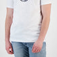 Camiseta masculina AX Armani Exchange com estampa circular e ícone, branca, tamanho pequeno