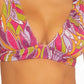 Top de biquíni franzido psicodélico feminino Becca rosa