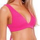 Biquíni Becca feminino franzido com amarração nas costas e estampa texturizada, rosa