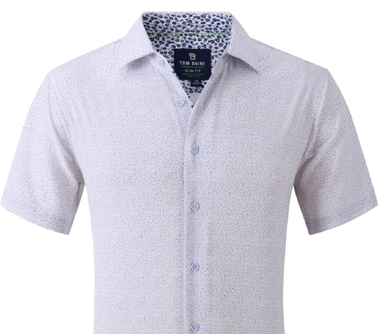 Camisa social masculina Tom Baine Slim Fit de manga curta e botões, tamanho X-G