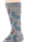 Meia Perry Ellis Masculina Tossed Paisley Crew Cinza Tamanho Regular