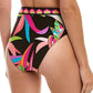 Biquíni reversível Trina Turk Birds Of Paradise feminino, cintura alta, azul, tamanho 4