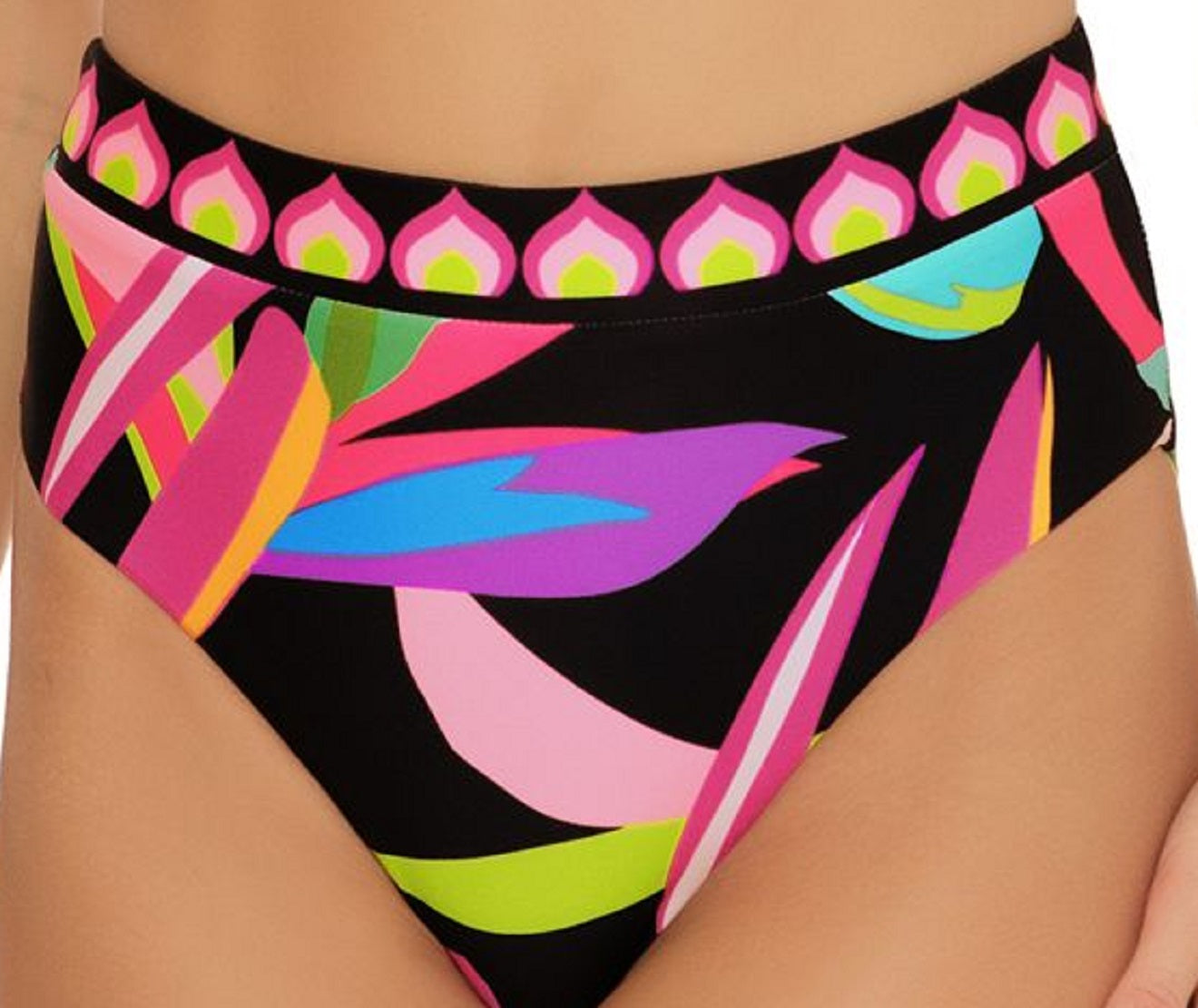 Biquíni reversível Trina Turk Birds Of Paradise feminino, cintura alta, azul, tamanho 4