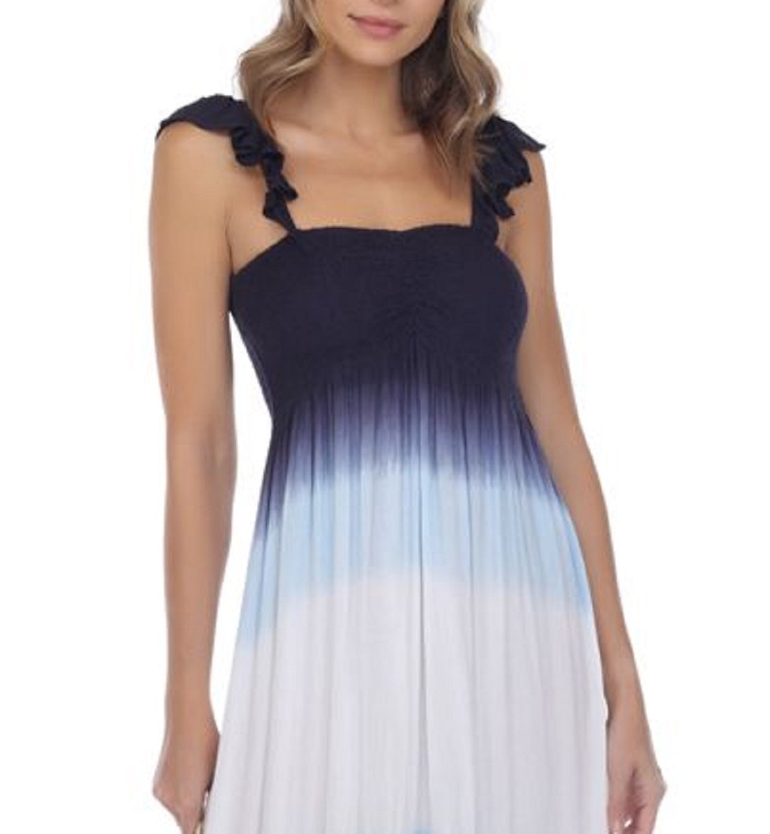 Vestido de banho feminino Raviya Ombre High-Low Cover-Up, azul, tamanho médio
