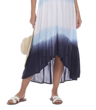 Vestido de banho feminino Raviya Ombre High-Low Cover-Up, azul, tamanho médio