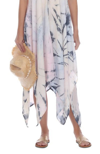 Vestido longo com estampa tie-dye Raviya feminino, maiô azul, tamanho médio