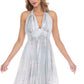Vestido longo com decote halter tingido Raviya feminino, saída de banho, maiô cinza, tamanho grande