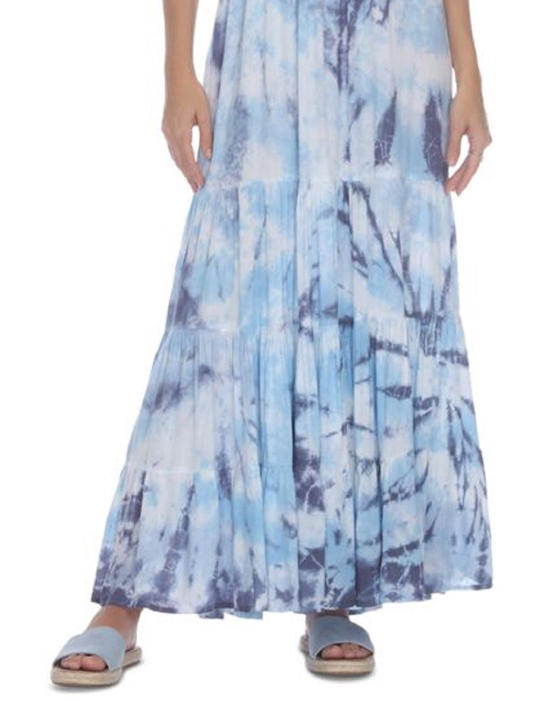 Vestido de banho longo sem alças com estampa tie-dye Raviya feminino, azul, tamanho médio