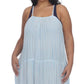 Vestido midi plus size em camadas Raviya feminino, saída de praia, azul, tamanho 1X
