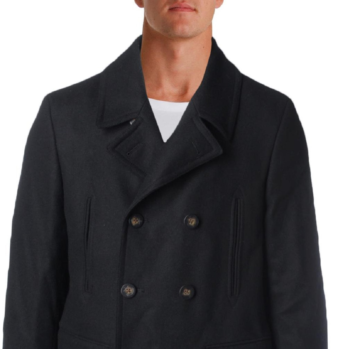 Casaco Ralph Lauren Masculino de Lã Mescla Trespassado, Preto, Tamanho 44