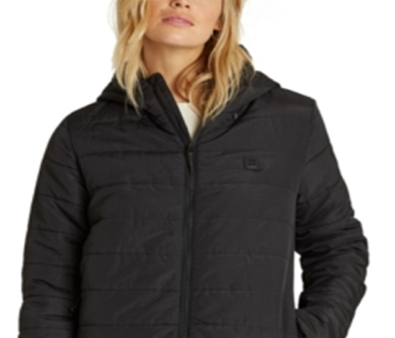 Casaco acolchoado com capuz Billabong Transport feminino, preto, tamanho pequeno