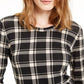 Top de malha xadrez Pacato Max Mara feminino Weekend, manga comprida, preto, tamanho pequeno
