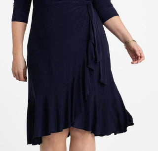 Vestido envelope Kiyonna feminino Whimsy azul tamanho 1X