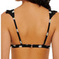 Biquíni feminino Hula Honey com babados florais e triângulo, preto, tamanho extragrande