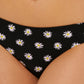 Calcinha de biquíni feminina Hula Honey com estampa floral hipster preta