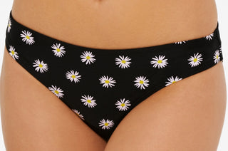 Calcinha de biquíni feminina Hula Honey com estampa floral hipster preta