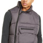 Colete acolchoado masculino American Stitch com zíper lateral, cinza, tamanho médio