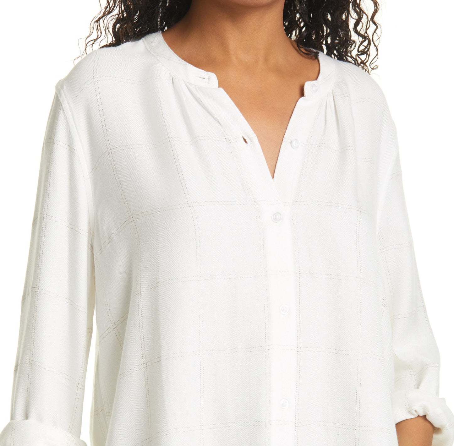 Blusa camponesa de manga comprida xadrez metálica Eloise para mulheres Rails, tamanho XS