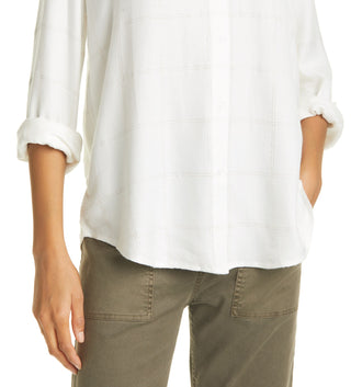 Blusa camponesa de manga comprida xadrez metálica Eloise para mulheres Rails, tamanho XS