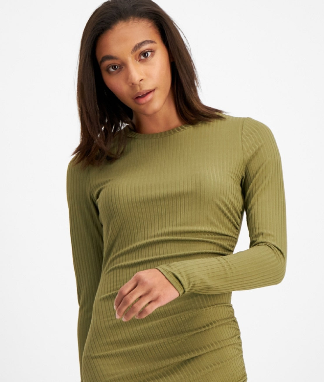 E agora este vestido feminino com babados laterais, verde, tamanho X-S