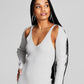 E agora este vestido justo de malha canelada feminino e encolher de ombros cinza tamanho pequeno