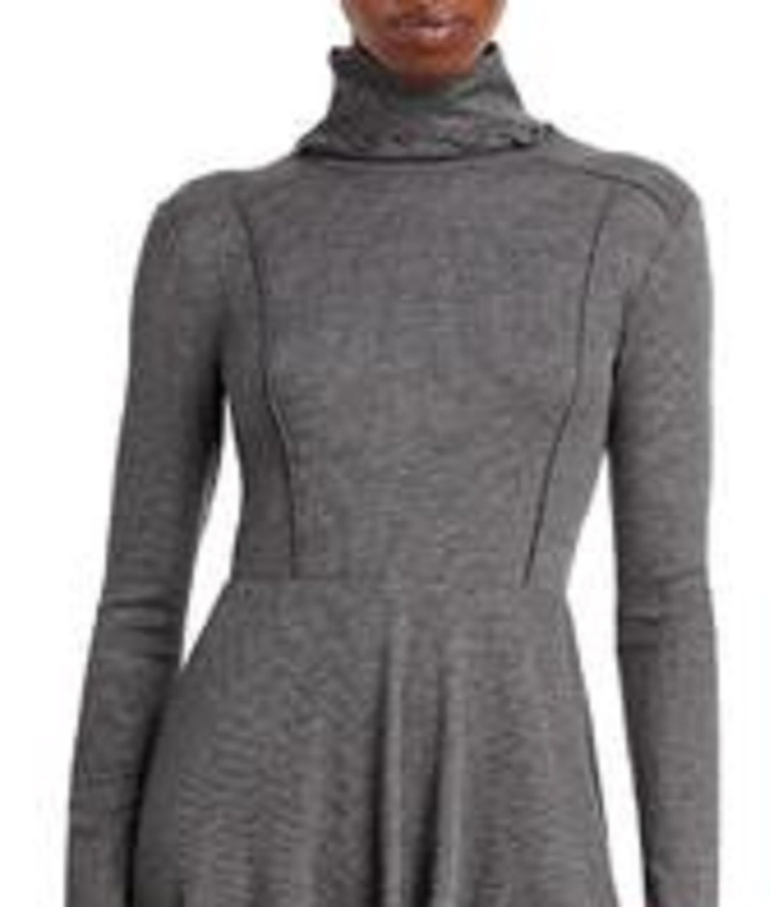 Vestido curto texturizado de gola alta feminino Aqua, cinza, tamanho pequeno