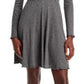 Vestido curto texturizado de gola alta feminino Aqua, cinza, tamanho pequeno