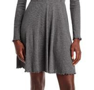 Vestido curto texturizado de gola alta feminino Aqua, cinza, tamanho pequeno